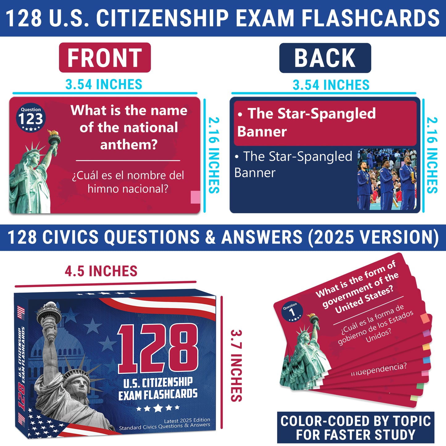 US Citizenship Flash Cards 2026, 128 USCIS Civics Test Questions