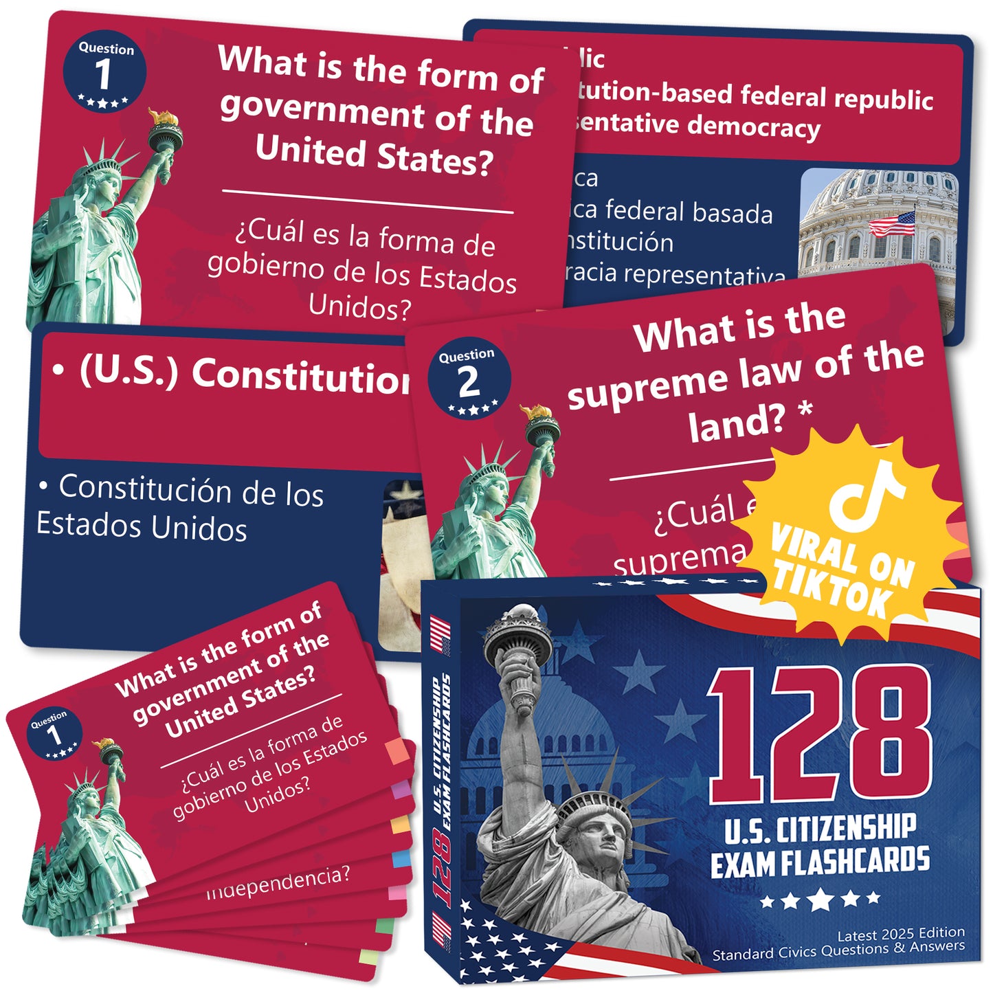 US Citizenship Flash Cards 2026, 128 USCIS Civics Test Questions